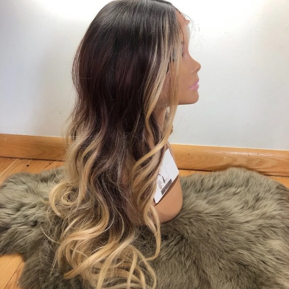 22” BLACK BROWN BLONDE OMBRÉ LACE FRONT WIG *NEW* main image 7